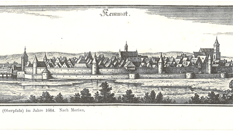 Stadt Kemnath (Oberpfalz) 1664, nach Merian.